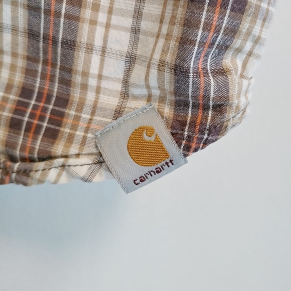 Carhartt Men's Relaxed Fit Plaid Button Down Short Sleeve Shirt Sz XL Outdoors - Picture 2 of 9